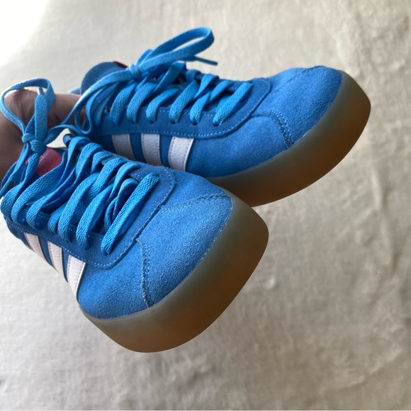 Adidas VL Court 3.0 Blue Burst Pink Fusion Suede Gum Sole Sneakers Women’s 8 - Picture 6 of 11